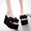 Shining joy 2025 new 11cm ultra high heel beach flip-flops - cute & stylish bowknot design, wearable thick-soled slippers