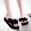 Shine jiao 2025 new 3cm mid-heel beach flip-flops - cute & stylish bowknot outdoor summer sandals