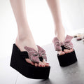 Shining joy 2025 new 11cm ultra high heel beach flip-flops - cute & stylish bowknot design, wearable thick-soled slippers