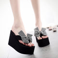 Shining joy 2025 new 11cm ultra high heel beach flip-flops - cute & stylish bowknot design, wearable thick-soled slippers