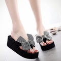 2025 summer flash sale: new 6cm high-heeled beach flip-flops - cute & stylish bowknot outdoor sandals