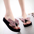 Shine jiao 2025 new 3cm mid-heel beach flip-flops - cute & stylish bowknot outdoor summer sandals
