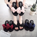 Shine jiao 2025 new 3cm mid-heel beach flip-flops - cute & stylish bowknot outdoor summer sandals