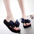 Shine jiao 2025 new 3cm mid-heel beach flip-flops - cute & stylish bowknot outdoor summer sandals