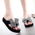 Shine jiao 2025 new 3cm mid-heel beach flip-flops - cute & stylish bowknot outdoor summer sandals