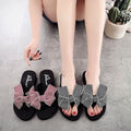 Shine jiao 2025 new 3cm mid-heel beach flip-flops - cute & stylish bowknot outdoor summer sandals