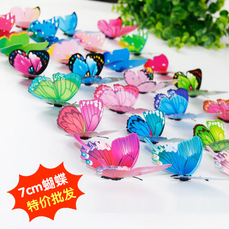 7 cm simulated butterfly magnet butterfly gardening lighting accessories factory direct sales, color 3D three-dimensional butterfly
