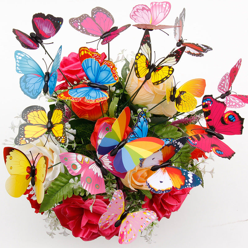 7 cm simulated butterfly magnet butterfly gardening lighting accessories factory direct sales, color 3D three-dimensional butterfly