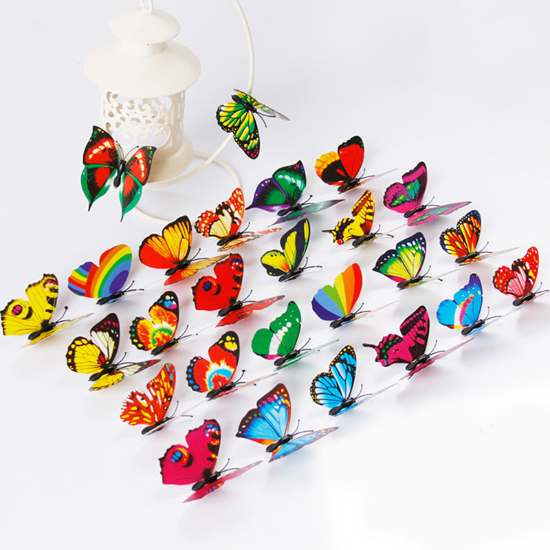 7 cm simulated butterfly magnet butterfly gardening lighting accessories factory direct sales, color 3D three-dimensional butterfly