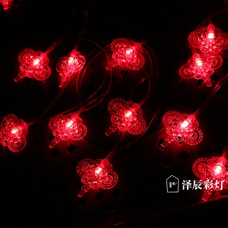 LED Chinese knot light string New Year red flashing lights Spring Festival Lantern Festival festive reunion atmosphere lanterns decorative lights