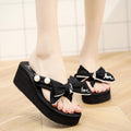 Shine jiao 2025 new summer 6cm flip-flops - handmade, bow-embellished beach flip-flops for seaside vacations