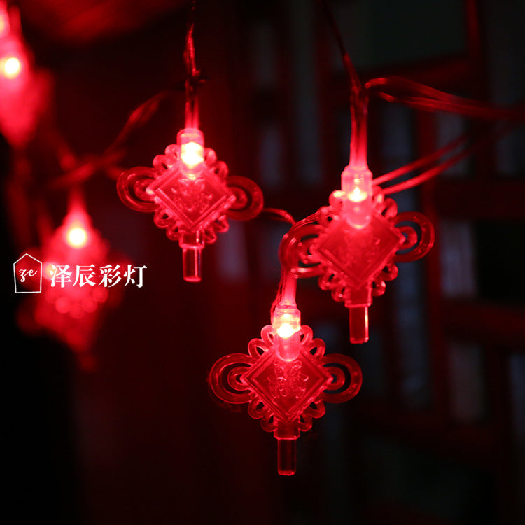 LED Chinese knot light string New Year red flashing lights Spring Festival Lantern Festival festive reunion atmosphere lanterns decorative lights