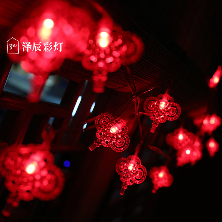 LED Chinese knot light string New Year red flashing lights Spring Festival Lantern Festival festive reunion atmosphere lanterns decorative lights