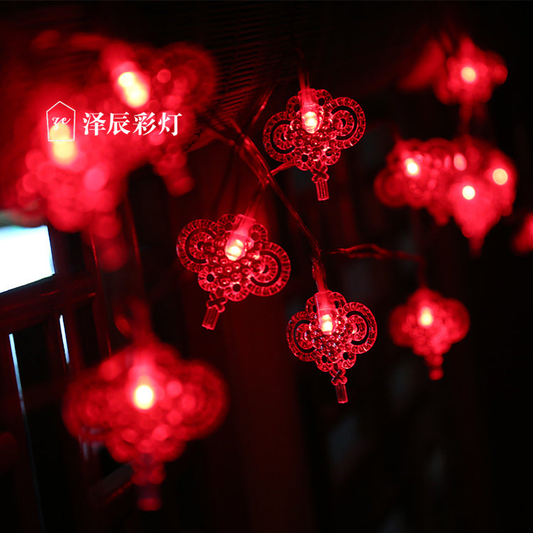 LED Chinese knot light string New Year red flashing lights Spring Festival Lantern Festival festive reunion atmosphere lanterns decorative lights