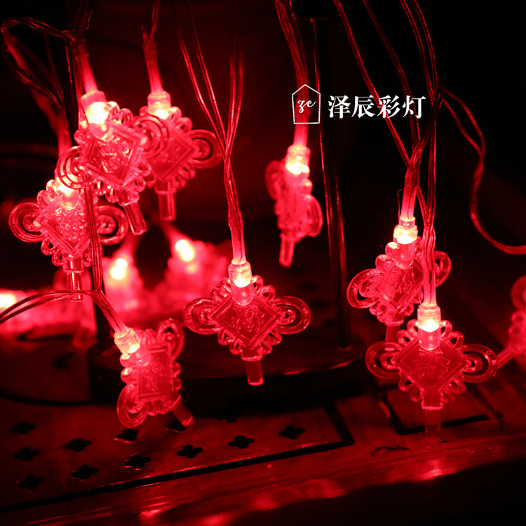 LED Chinese knot light string New Year red flashing lights Spring Festival Lantern Festival festive reunion atmosphere lanterns decorative lights