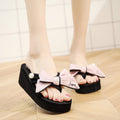 Shine jiao 2025 new summer 6cm flip-flops - handmade, bow-embellished beach flip-flops for seaside vacations