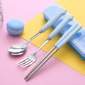Spoon and chopsticks travel set - adult portable cutlery 3-piece set - creative stainless steel fork, spoon with storage case