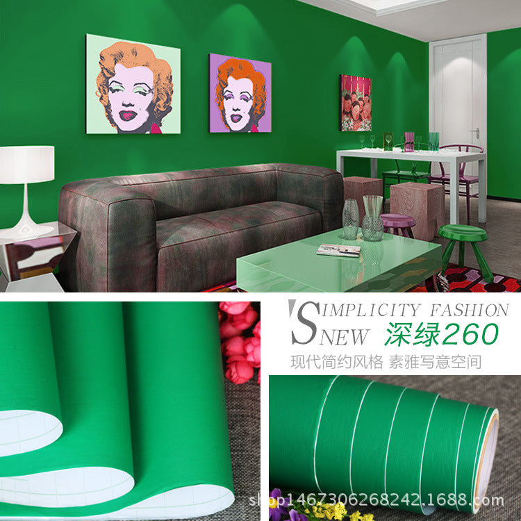 Solid color thickened wallpaper plain color self-adhesive candy color matte Boeing film furniture renovation sticker matte waterproof sticker