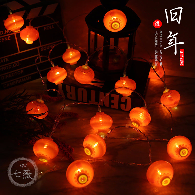 LED New Year's Eve red lanterns small colorful lights, outdoor small fresh flashing lights string lights bedroom neon lights holiday decoration