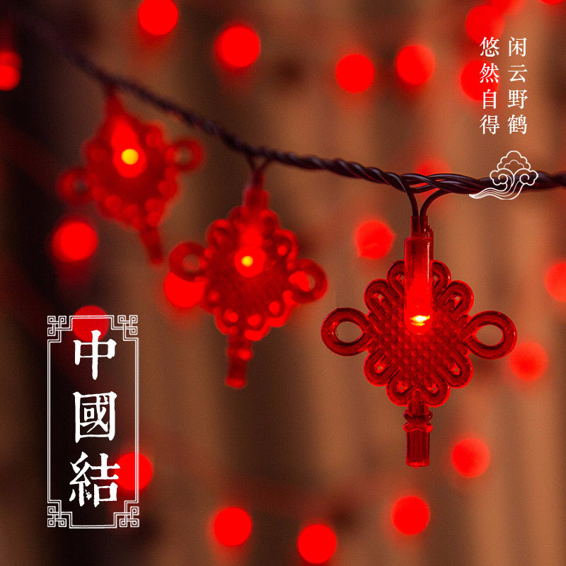 Factory led Chinese knot flash light Spring Festival Lantern Festival lantern room string light small red lantern pendant wedding room decoration light
