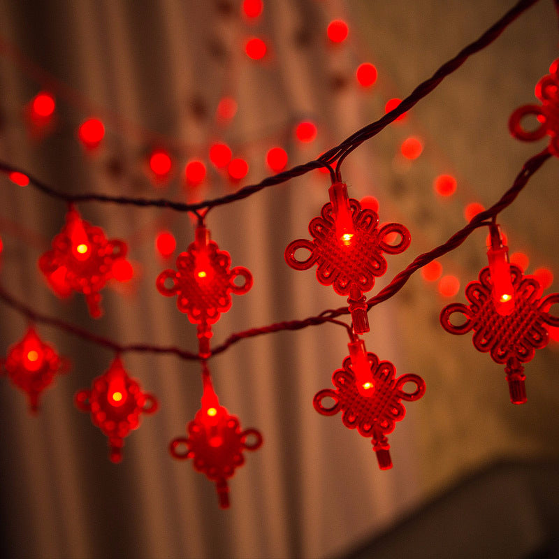 Factory led Chinese knot flash light Spring Festival Lantern Festival lantern room string light small red lantern pendant wedding room decoration light