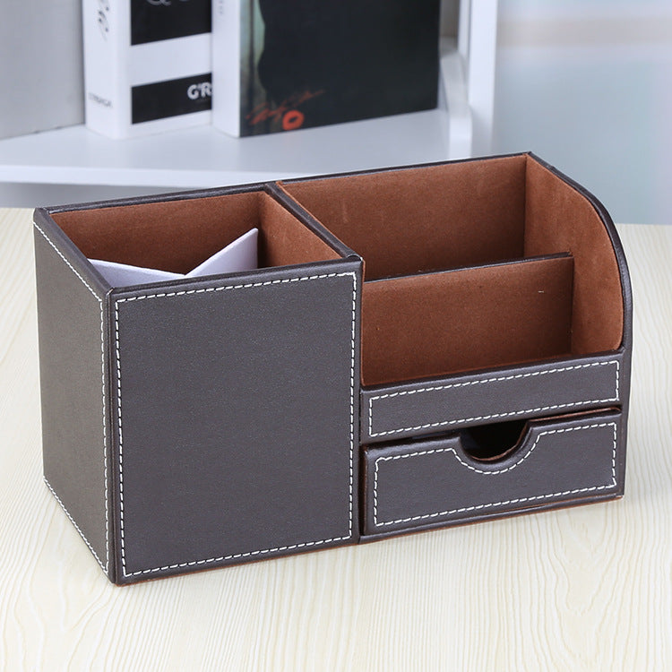 Modern Simple Drawer Storage Box Multifunctional Storage Rack Desktop Office Stationery Leather Pen Holder Wholesale