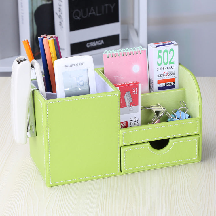 Modern Simple Drawer Storage Box Multifunctional Storage Rack Desktop Office Stationery Leather Pen Holder Wholesale