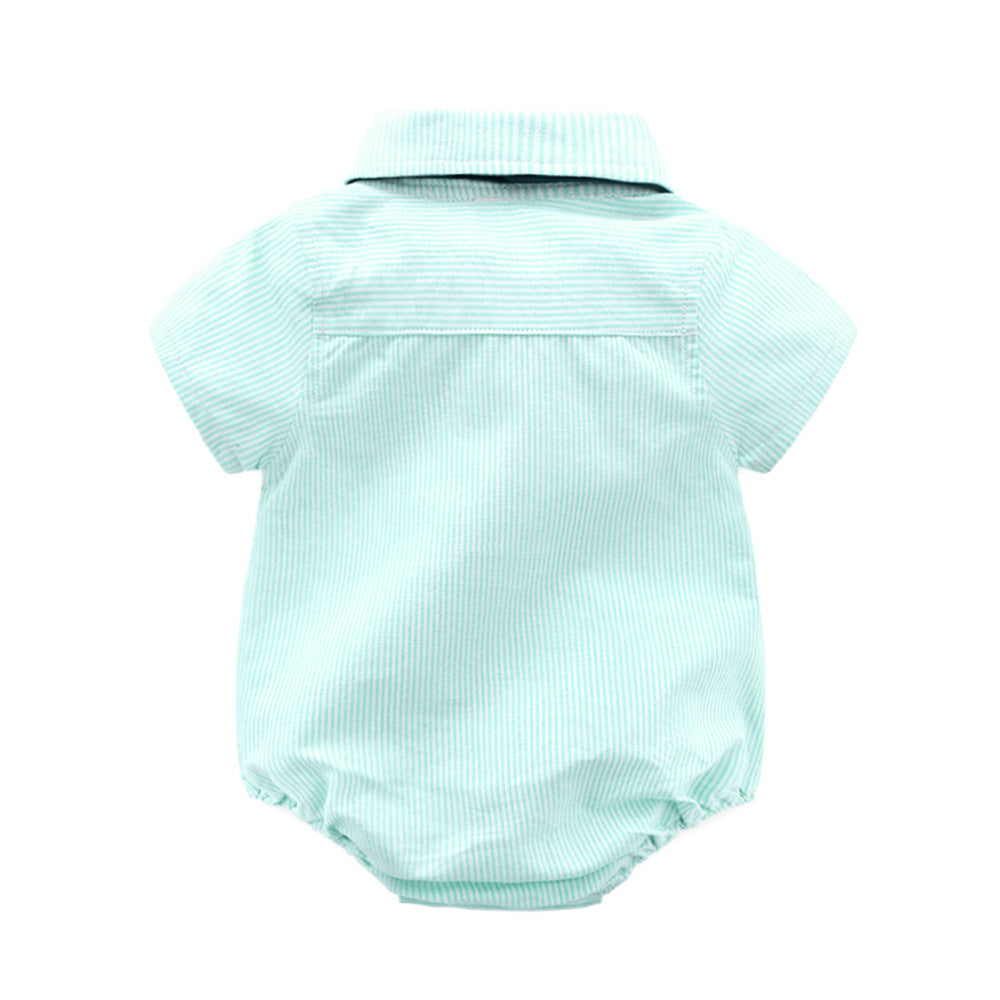 Children's suitins boys short-sleeved romper khaki shorts suitcross-border two-piece set baby clothespersonalized
