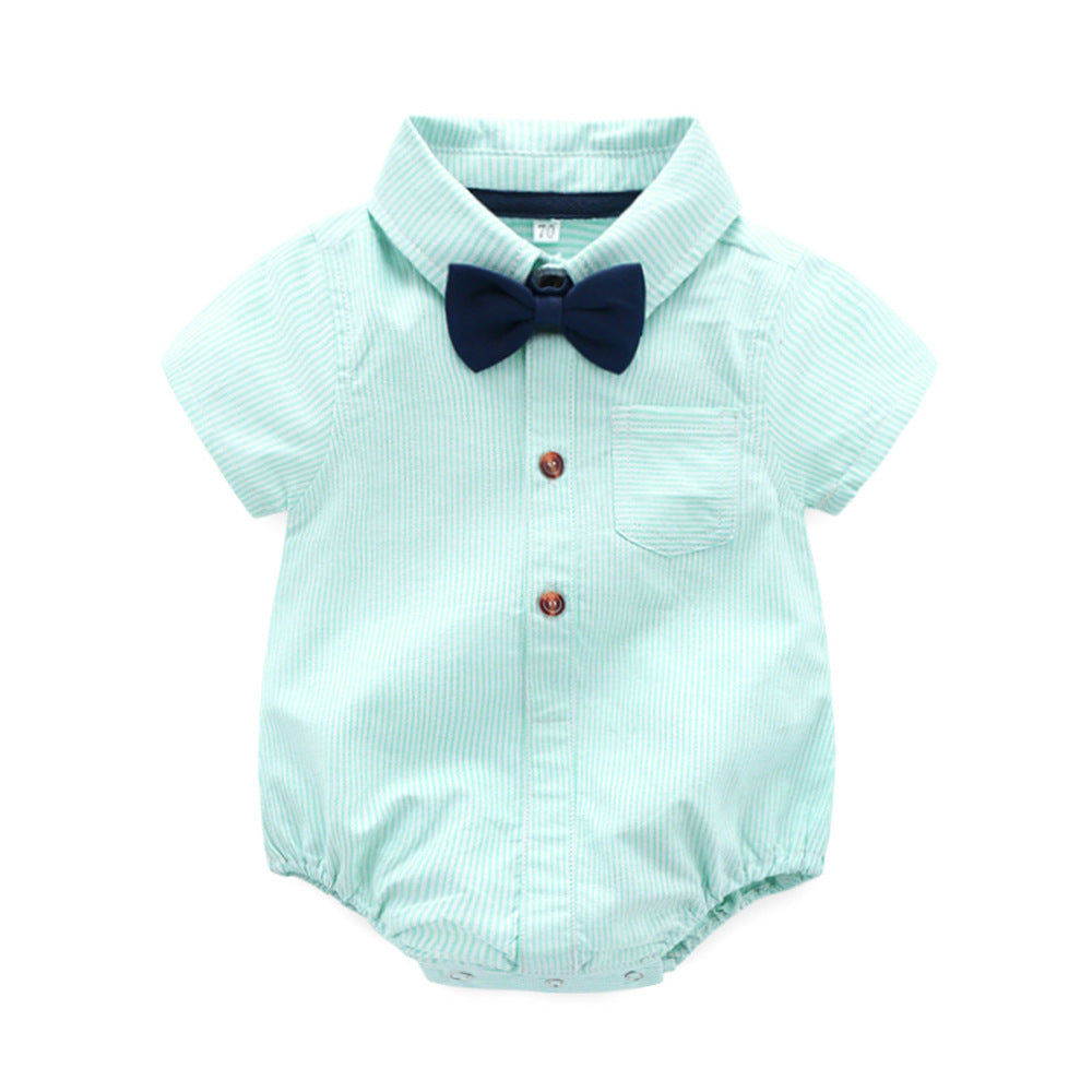 Children's suitins boys short-sleeved romper khaki shorts suitcross-border two-piece set baby clothespersonalized