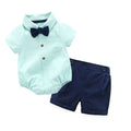 Children's suitins boys short-sleeved romper khaki shorts suitcross-border two-piece set baby clothes baby