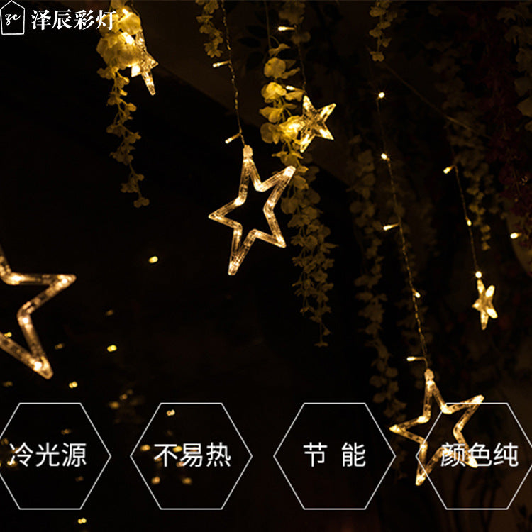 LED ice strip light decorative light pentagram curtain light wedding festival birthday indoor lights outdoor waterproof flash light