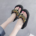 Shanjiao 2026new arrival 6cm beach flip flops hand-sewn embroideredcutefashionbows summer slippers