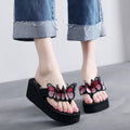 Shanjiao 2026new arrival 6cm beach flip flops hand-sewn embroideredcutefashionbows summer slippers