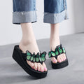 Shanjiao 2026new arrival 6cm beach flip flops hand-sewn embroideredcutefashionbows summer slippers