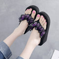 Shanjiao 2026new arrival 6cm beach flip flops hand-sewn embroideredcutefashionbows summer slippers