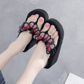 Shanjiao 2026new arrival 6cm beach flip flops hand-sewn embroideredcutefashionbows summer slippers