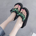 Shanjiao 2026new arrival 6cm beach flip flops hand-sewn embroideredcutefashionbows summer slippers