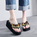 Shanjiao 2026new arrival 6cm beach flip flops hand-sewn embroideredcutefashionbows summer slippers