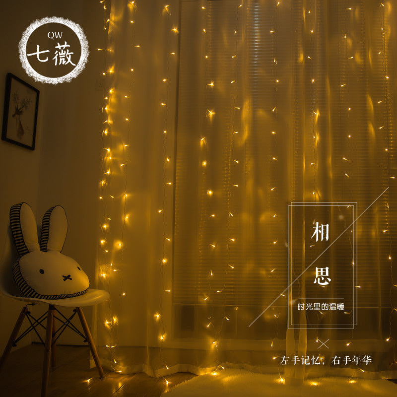 Cross-border led lights string lights ins gypsy wedding curtain lights, curtain waterfall live broadcast background ice strip flashing lights