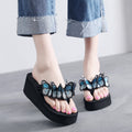 Shanjiao 2026new arrival 6cm beach flip flops hand-sewn embroideredcutefashionbows summer slippers