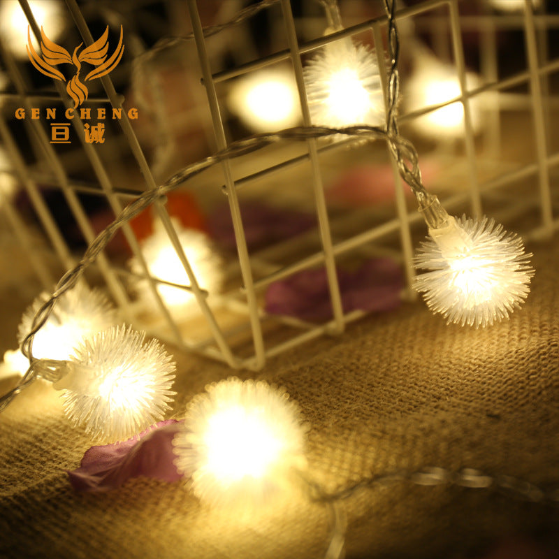 Wholesale led hairball light string Christmas ins decoration bedroom small lights dandelion string lights flashing lights all over the sky