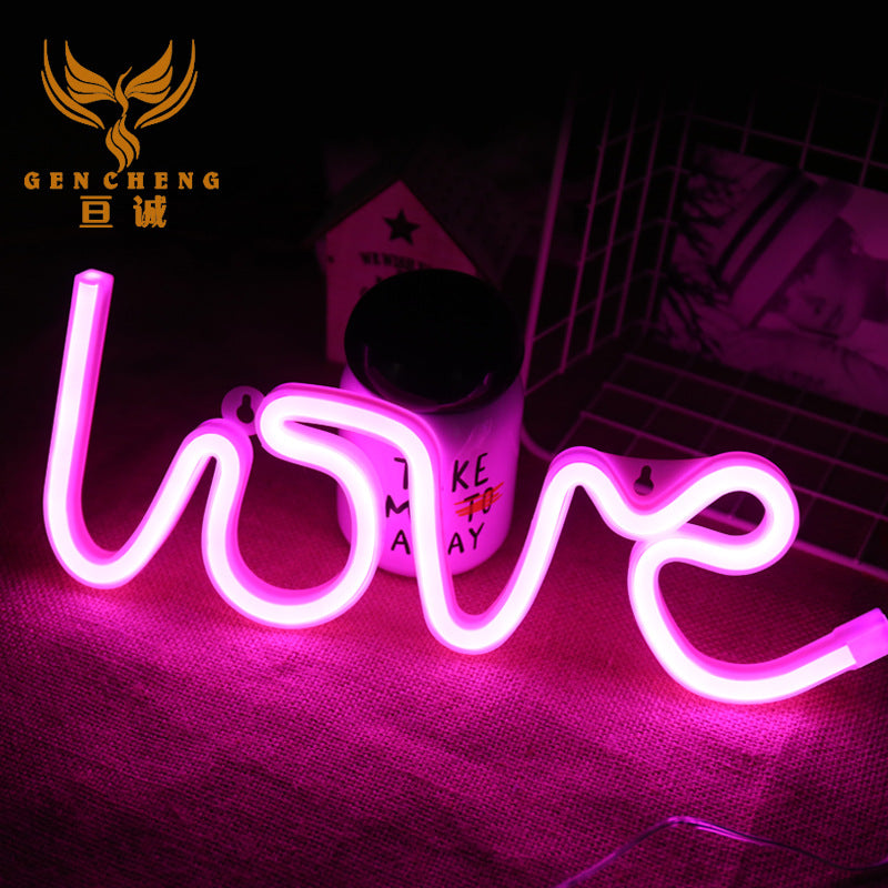 LED neon love letter modeling light ins girl soft girl decoration USB battery box colorful lights string Christmas lights