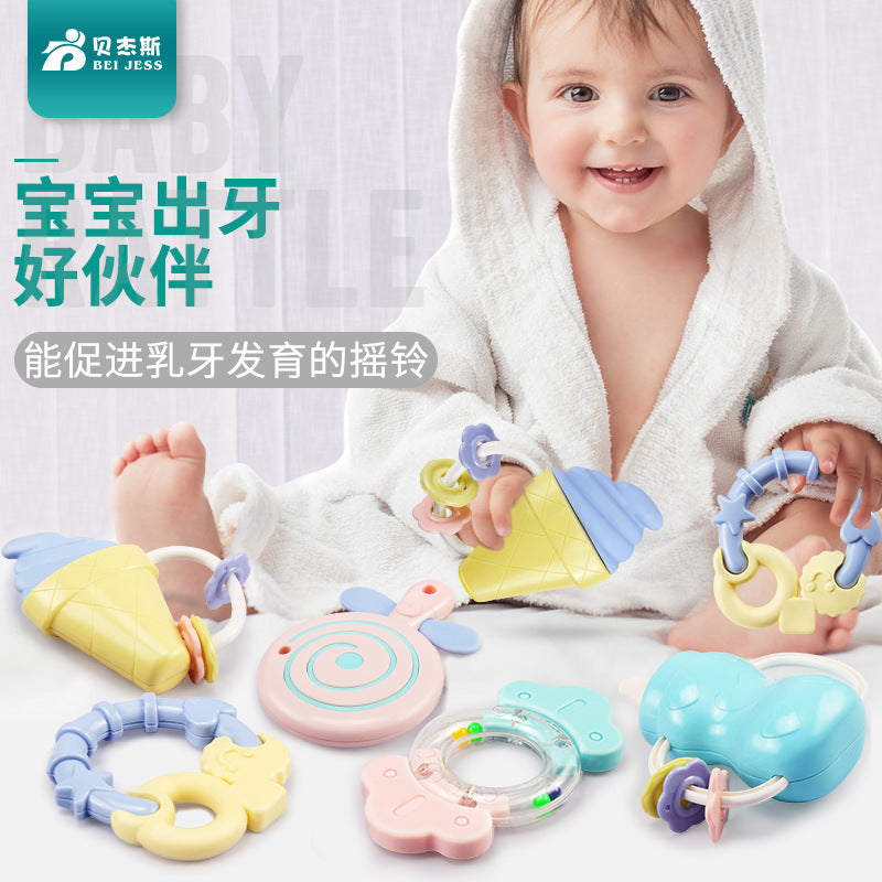 Baby rattle teether hand rattle 3-6-12 months 5 educational toys for baby boys and girls 0-1 years old