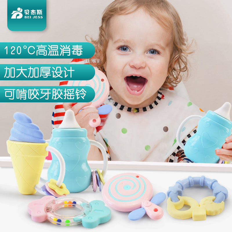 Baby rattle teether hand rattle 3-6-12 months 5 educational toys for baby boys and girls 0-1 years old