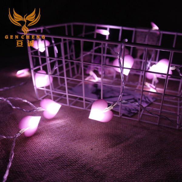 ins Korean fabric art peach heart love light string wedding Christmas party holiday decoration lights girl heart photo
