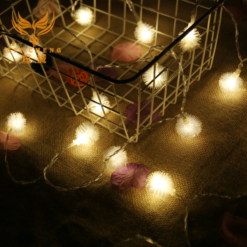 Wholesale led hairball light string Christmas ins decoration bedroom small lights dandelion string lights flashing lights all over the sky