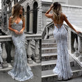new arrival: cross-border european & american women's clothing -  &  dress: spaghetti strap v-neck backless sequin tie-up gown