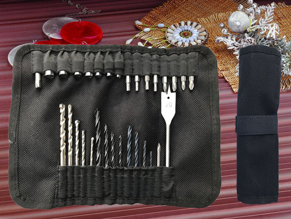 Boshen 31-piece electric drill matching, drill bit combination tool canvas bag, twist drill tile drill high-speed steel set set