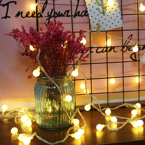 LED light string, Christmas lighting, battery box light string, holiday decorative lights, small lights string lights, round ball small light string customization
