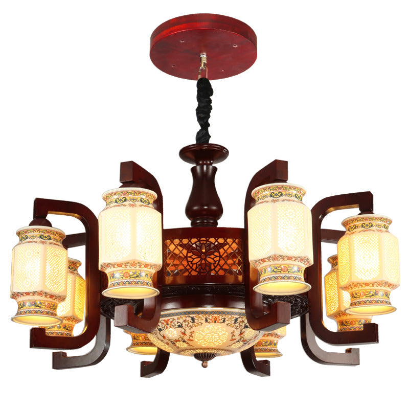 Chinese chandelier ceramic solid wood living room light dining room antique classic Chinese lighting Chinese style antique bedroom lighting